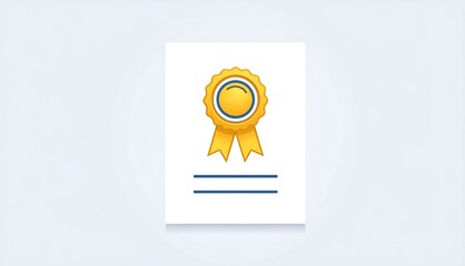 A digital illustration of a certificate with a gold award ribbon