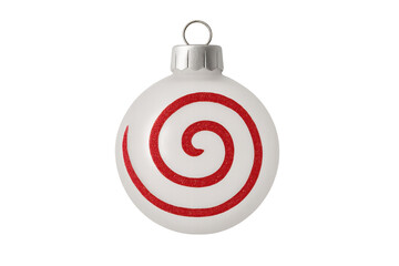 Obraz premium White christmas bauble with red spiral design