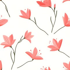 Zephyranthes Minimalist Seamless Pattern with Cute Plants
