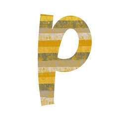 Playful letter P featuring brush-textured warmth and soft color balance, ideal for monogram branding, creative alphabet assets, poster design, and minimal logo templates.