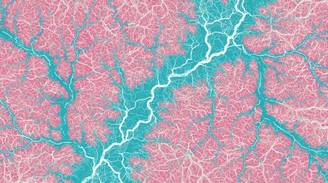Abstract map design pink turquoise