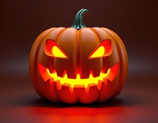 Obraz premium Hyperrealistic 3D Pumpkin Jack-o'-Lantern for Halloween Decor