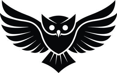 Eagle tattoo vector illustration with wings and feathers in cute black design