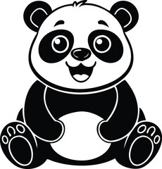 Fototapeta premium Cute cartoon panda bear sitting and smiling