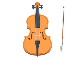 Fototapeta premium Vibrant cartoon violin illustration for musical enthusiasts