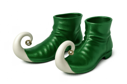Green elf shoes with bells ready for holidays