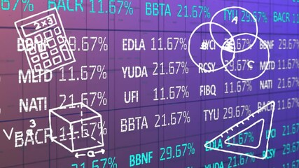 On purple-blue grid loading UI updating ticker data and refreshing icon labels for market shifts