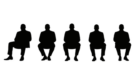 set of sitting people silhouette vector.