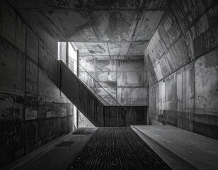 Black And White Concrete Stairwell Interior