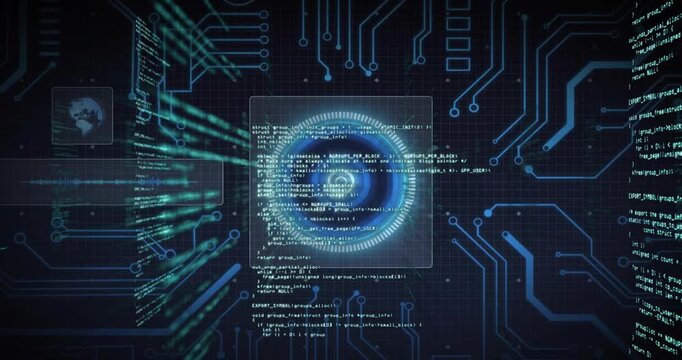 Bright beam sweeping across circle scanner causing code streams accelerating inward for scan cycle