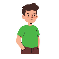 young man in green shirt