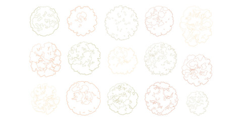 Top View Tree Outlines Set for Landscape Architecture and Garden Design Plans © MstPoliAkther