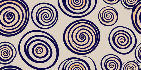 Seamless Vector Wallpaper with Doodle Spiral Lines, Concentric Circles, and Abstract Vortex Shapes, Hand-Drawn Sketch Style, Editable Scalable Tileable Design