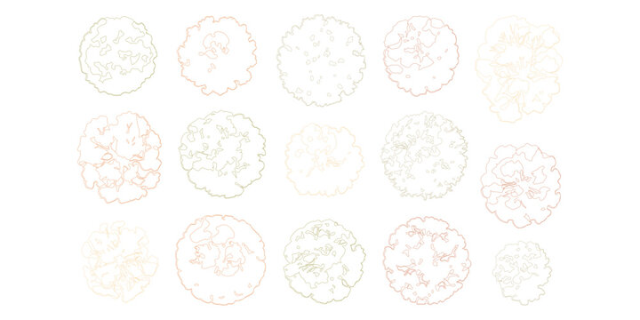 Top View Tree Outlines Set for Landscape Architecture and Garden Design Plans