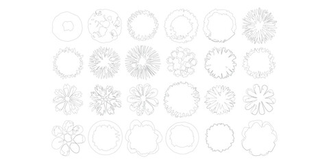 Top View Tree Outlines Collection Gray for Landscape Architecture Design and Planning © MstPoliAkther