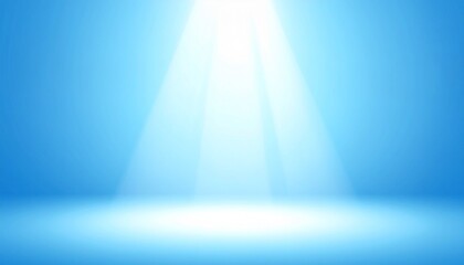 Blue gradient background with ethereal light rays and solitary silhouette, evoking transcendence and contemplation.