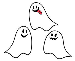 ３匹のかわいいお化けのベクターイラスト