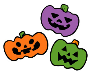 ３種類のジャックオーランタンのベクターイラスト