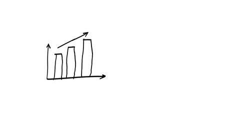 Hand drawn graph going up isolated on transparent background, simple illustration