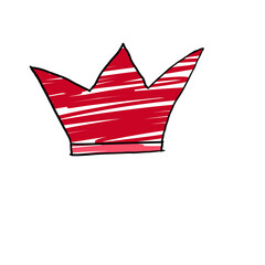 Hand drawn red crown isolated on transparent background for royalty concept