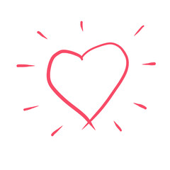 Hand drawn red heart isolated on transparent background for love concept