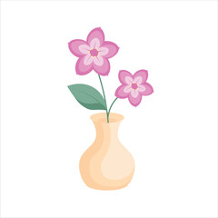 Desert Rose Decorative Plant on a Pot Colored Flat Illustration