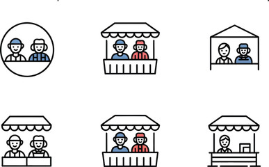 Collection of Market Stall and Vendor Icons