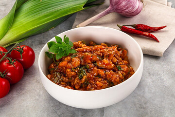 Chili con carne with beef and beans