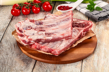 Raw pork ribs for cooking