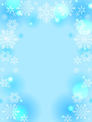 アイスブルーの雪の素材、美しい冬の装飾フレーム
