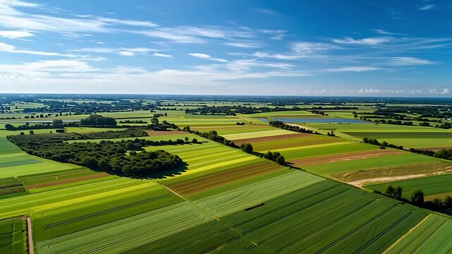 Aerial view of farmland fields landscape agriculture farming drone shot nature on transparent background