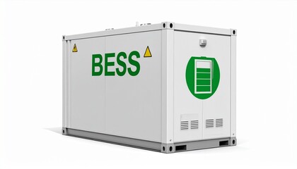 BESS Container on White Background