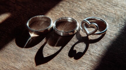 Golden Water Rings: Macro View of Elegant Wedding Bands Submerged or Reflected in Clear Water with Warm, Golden Bokeh Lights.