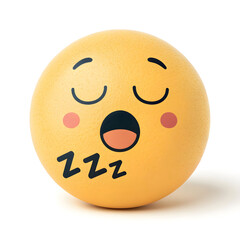 An emoji-style sleepy face with closed eyes and ZZZ symbols, isolated on white, representing snoring, deep sleep