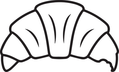 Croissant Outline Icon with Bite – Vector Bakery Pastry Illustration