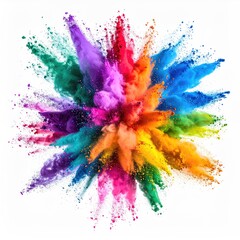 Colorful powder explosion on white background (2)