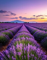 Lavender field at sunset