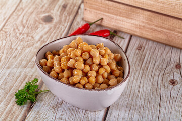 Boiled chickpea beans in the bowl