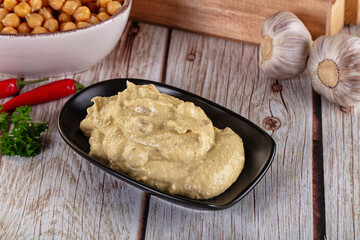 Natural organic homemade chickpea hummus