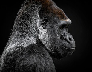 Close-up profile of a gorilla