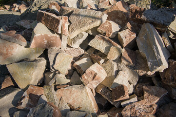 A heap of andesite stone for construction.