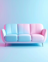 Pastel sofa in a vibrant studio setting