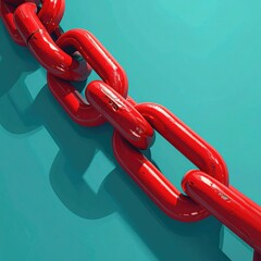 Red chain on teal background