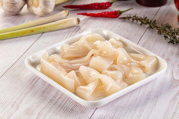 Raw squid rings for cooking