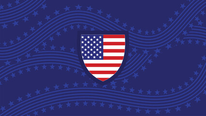 Modern USA Flag Shield Sport Background with Star Wave Pattern for World Cup 2026 Banner