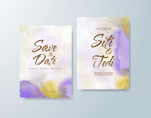 Wedding invitation with abstract watercolor background