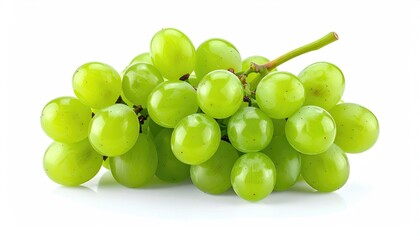 Fresh green grapes isolated on white