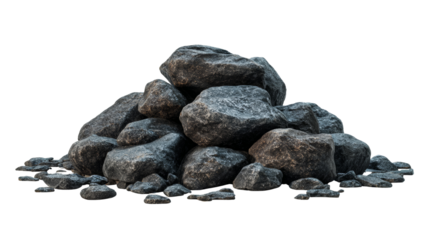 Isolated pile of rugged stones showcasing a natural rock formation element, ready for integration,