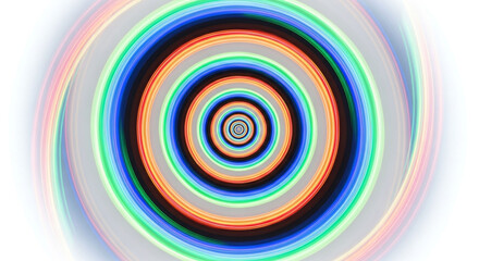 A mesmerizing spiral of vibrant colors, isolated on white background, creates a hypnotic effect, drawing the viewer into its depths with its swirling patterns
