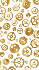 Gold gears on a white background